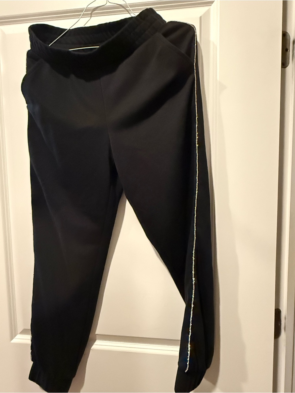 Express Black Track Joggers with Side Rhinestone Trim